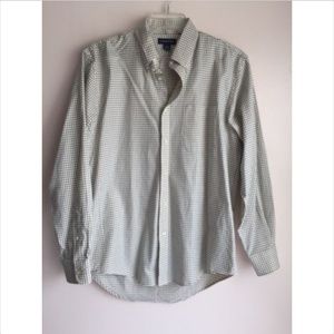 Lands' End Men's Button Down Plaid Shirt Cotton